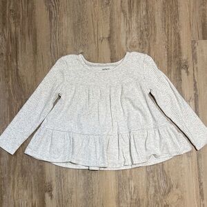 Carters Toddler Tiered Heather Gray Long-Sleeve Ribbed Top Sz 4T/4A